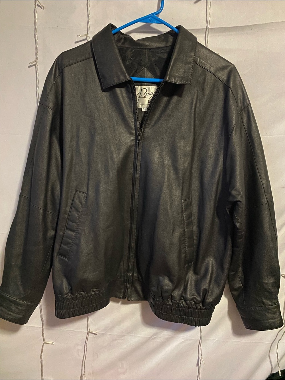 Men's Black Leather Zip-Front Jacket - Unbrandedr vintage